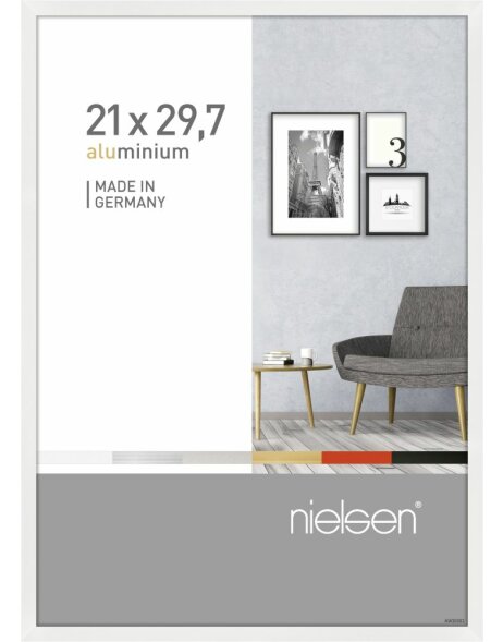Nielsen Alurahmen Pixel 21x29,7 cm wei&szlig; glanz DIN A4 Urkundenrahmen