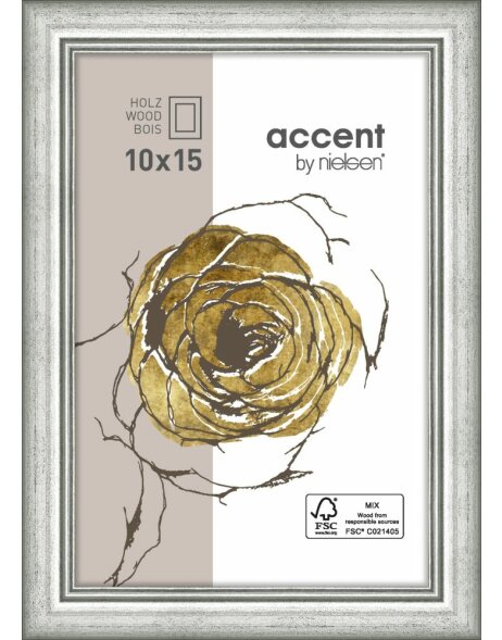 Ascot wooden frame 10x15 cm silver