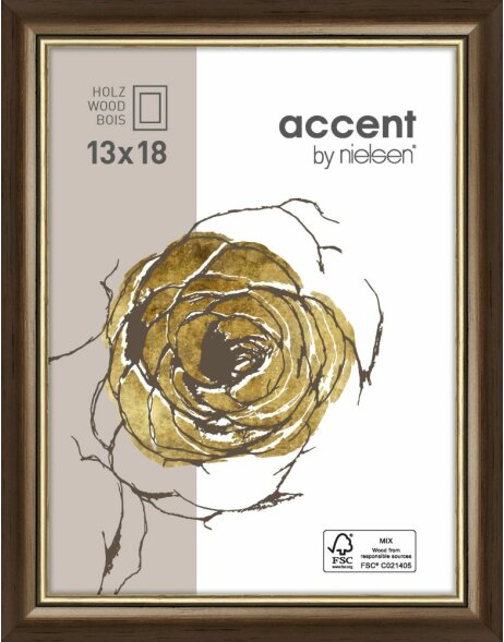 Ascot wooden frame 24x30 cm dark brown - gold