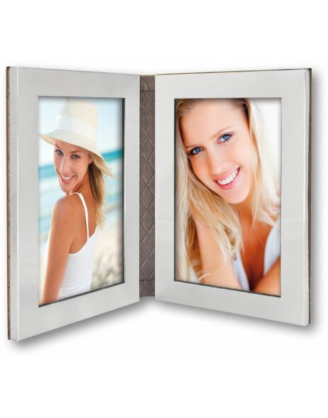 Double frame Chios 2 pictures 10x15 cm leather back