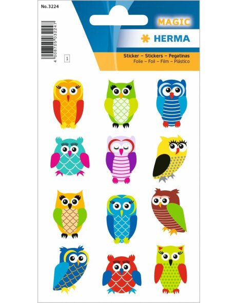 HERMA Sticker MARIC owls, foil glittery
