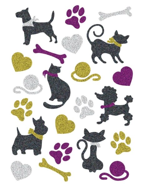 HERMA Sticker Magic cats + dogs, glittery