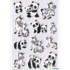Autocollants HERMA Familles de pandas et de zèbres, mousse