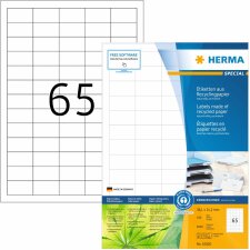 HERMA Labels natural white 38,1x21,2 A4 recycled paper with Blue Angel ecolabel 6500 pcs.