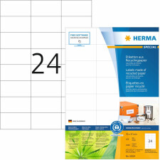 HERMA Etiketten A4 naturweiß 70x37 mm Recyclingpapier matt mit Blauem Engel-Zertifikat 2400 St.
