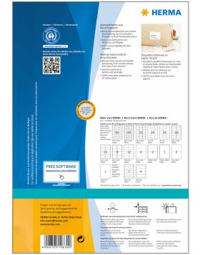 Etiquetas de dirección HERMA A4 blanco natural 199,6x143,5 mm papel reciclado mate con certificado Ángel Azul 200 unid.
