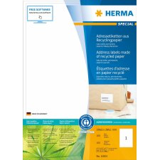 Etiquetas de dirección HERMA A4 blanco natural 199,6x289,1 mm papel reciclado mate con certificado Ángel Azul 100 unid.