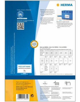 HERMA Etiketten A4 naturweiß 210x148 mm Recyclingpapier matt mit Blauem Engel-Zertifikat 200 St.