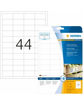 Etiquetas HERMA A4 blancas 48,3x25,4 mm papel adhesivo extremadamente fuerte mate 1100 unid.