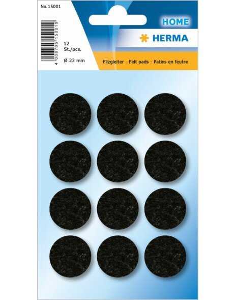 HERMA Protectiv feltpads black &Oslash; 22 mm