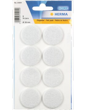 Patins en feutre HERMA blanc &Oslash; 28 mm