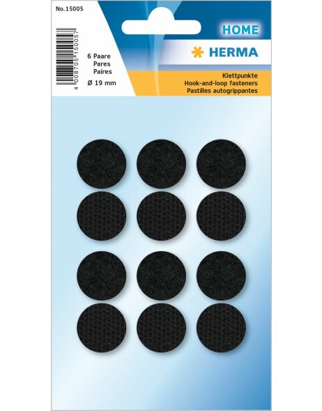 HERMA Hook + loop black &Oslash; 19 mm