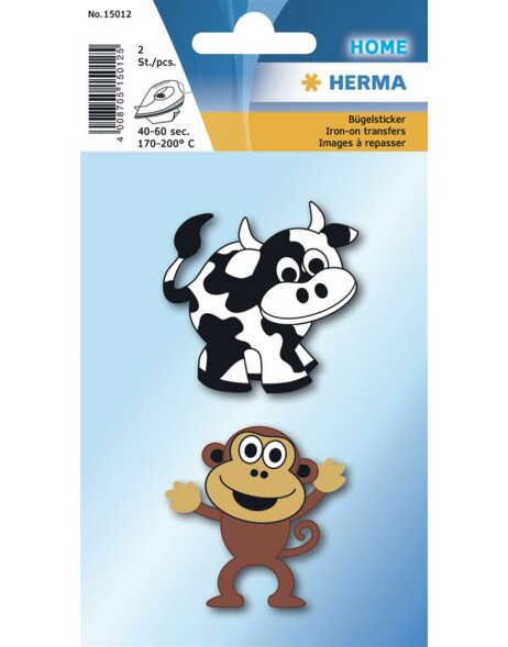 HERMA Iron on sticker cow + monkey