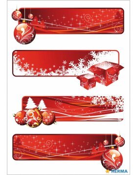 Etichette regalo HERMA Natale rosso scintillante