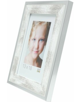 Deknudt wooden frame S43RE 15x20 cm white - silver edge