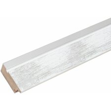 Cadre en bois Deknudt S43RE 20x28 cm blanc - bord argenté