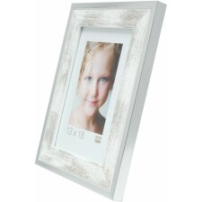 Deknudt wooden frame S43RE 20x30 cm white - silver edge