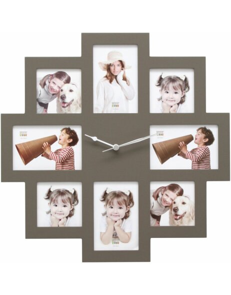 Picture Frame Clock 8 photos 48x48 cm taupe
