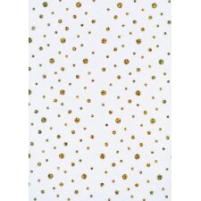 Papier 50x70cm Dots Fleece białe złoto