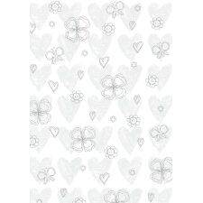 Paper 70x100 cm white silver heart