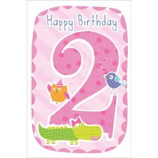 Artebene Card Buon Compleanno Bambini 2 anni rosa