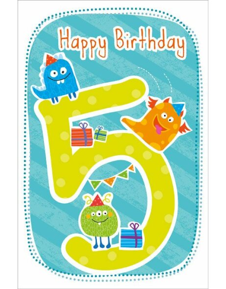 Artebene carte Happy Birthday Kids 5 ans bleu