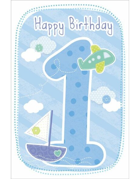 ARTEBENE Card Happy Birthday Kids 1 year bleu