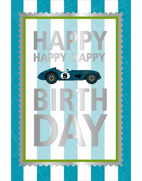 Artebene kaart Verjaardag Raceauto, reli&euml;f