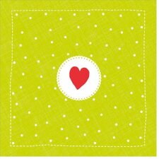 Paper napkins 25x25 cm heart mini green