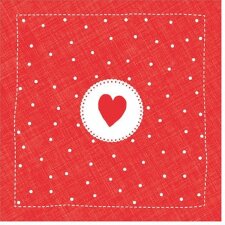 Paper napkins 25x25 cm heart mini red