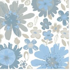 Serwetki papierowe 25x25 cm Morze Kwiatów niebieski taupe
