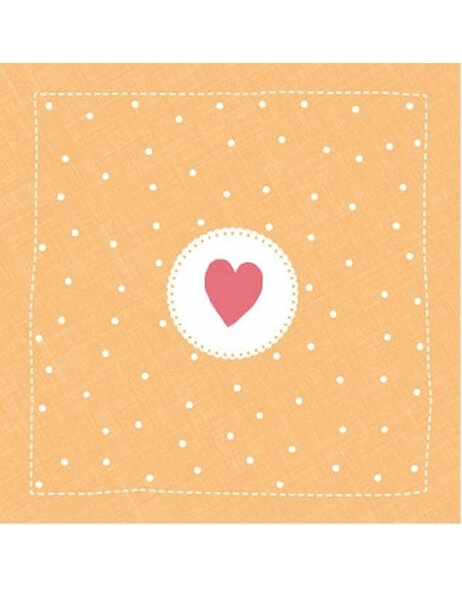 Paper napkins 25x25 cm heart mini apricot