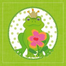Paper napkins 33x33 cm Frog King green