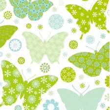 Serviettes en papier 33x33 cm Butterfly vert bleu