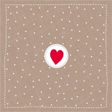 Paper napkins taupe 33x33 cm Heart Mini