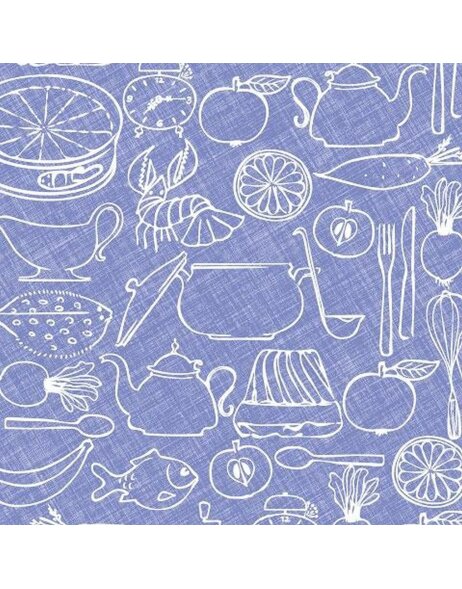 Paper napkins 33x33 cm Cooking Icons blue white