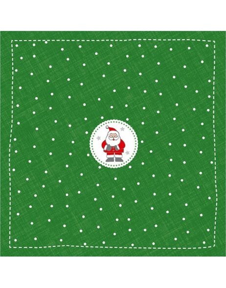 Papieren Servetten 33x33 cm Kerstman Mini groen