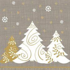 Paper napkins 33x33 cm Christmas trees taupe