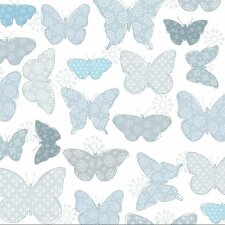 Papieren servetten 33x33 cm Vlinders grijs blauw