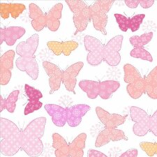 Serviettes en papier 33x33 cm papillons abricot