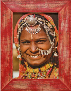 India wooden frame 13x18 cm red