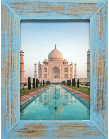 Marco de madera India 13x18 cm azul