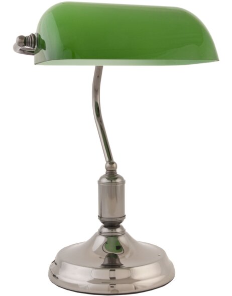 B&uuml;ro-Tischlampe aus Glas gr&uuml;n, nickel 28x40 cm