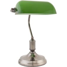 Lampada da tavolo per ufficio in vetro verde, nichel 28x40 cm