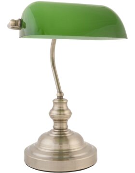 Szklana lampa biurkowa zielona, złota 28x40 cm