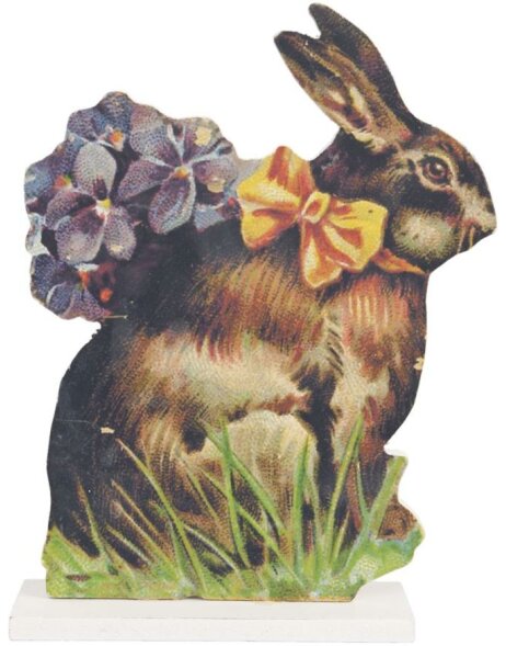 Decoratiefiguur konijntje met hortensias 18x4x25 cm