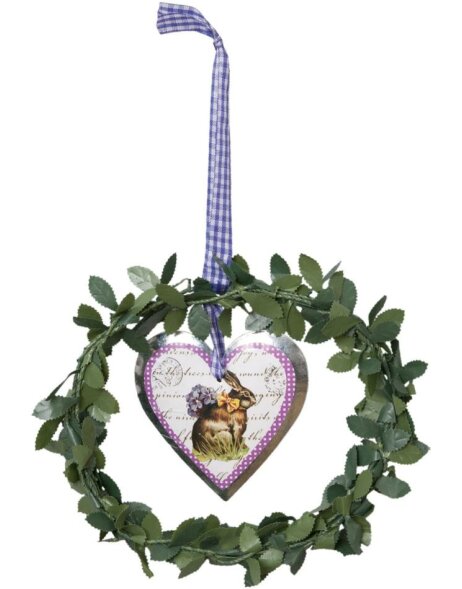 Corona decorativa con medalla en forma de coraz&oacute;n &Oslash; 14 cm