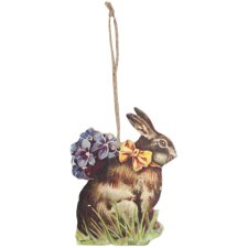 Trailer rabbit with hydrangea 8x10 cm