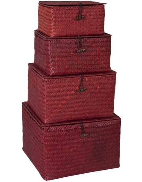 4-piece set baskets rectangular red
