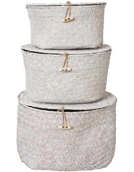 Set of 3 baskets round white